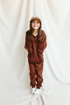 BIG KID FRENCH TERRY SWEATSUIT SET | REDWOOD