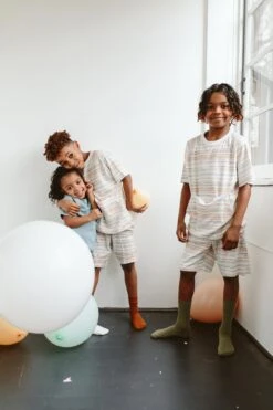 ALL DAY BIG KID BIKER SET | BOARDWALK STRIPE -Goumikids Shop Goumi OnTheBoardwalk Location KaitlinGreen 371